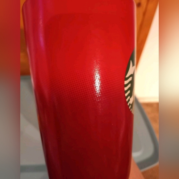 Starbucks Tall Red Mug Cup Iconic Green Siren Logo 16 oz 2015 - Picture 7 of 7